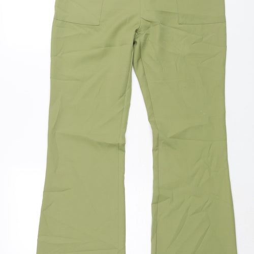 PRETTYLITTLETHING Womens Green Polyester Trousers Size 10 L34 in Regular Zip