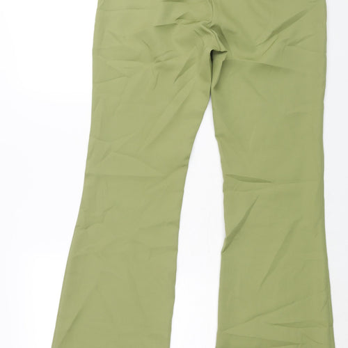 PRETTYLITTLETHING Womens Green Polyester Trousers Size 10 L34 in Regular Zip