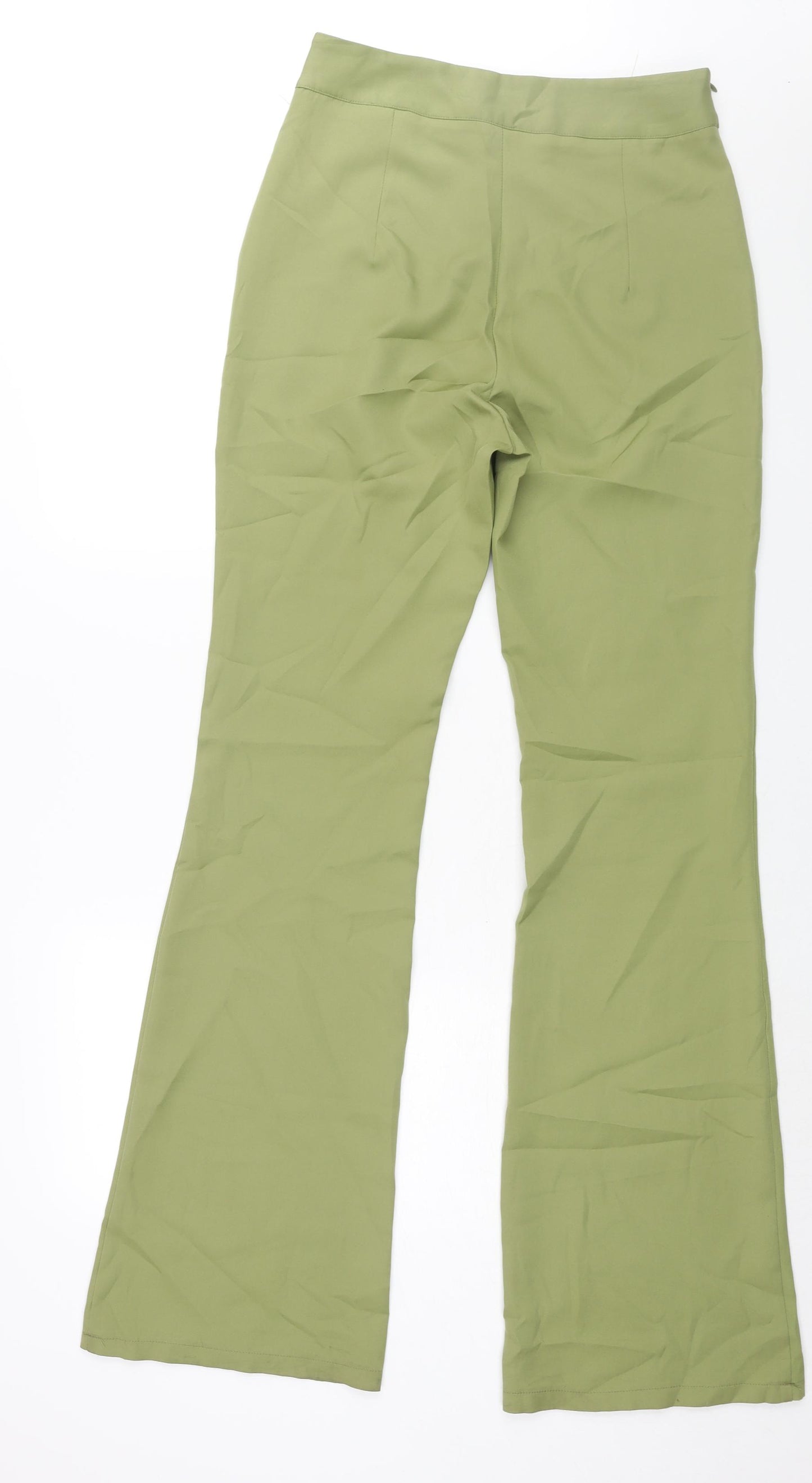 PRETTYLITTLETHING Womens Green Polyester Trousers Size 10 L34 in Regular Zip