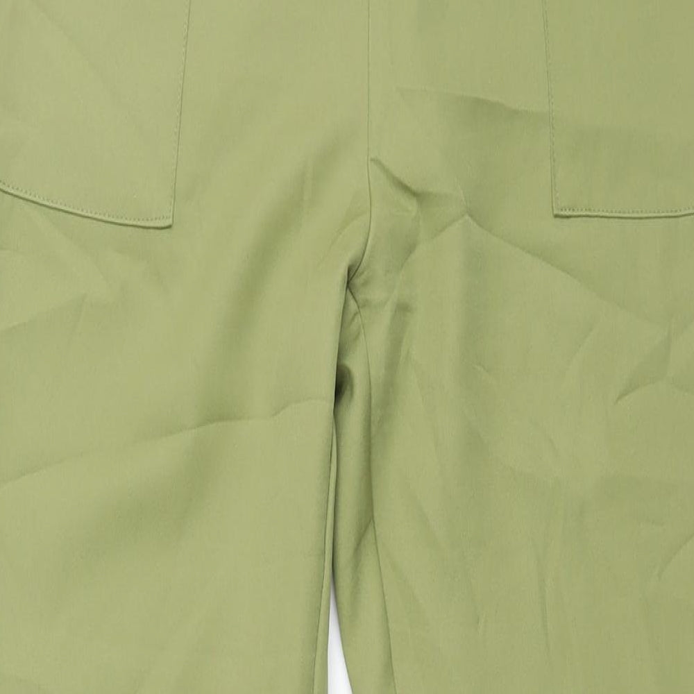 PRETTYLITTLETHING Womens Green Polyester Trousers Size 10 L34 in Regular Zip