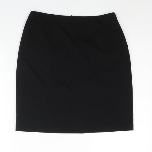 BHS Womens Black Polyester Straight & Pencil Skirt Size 10 Zip