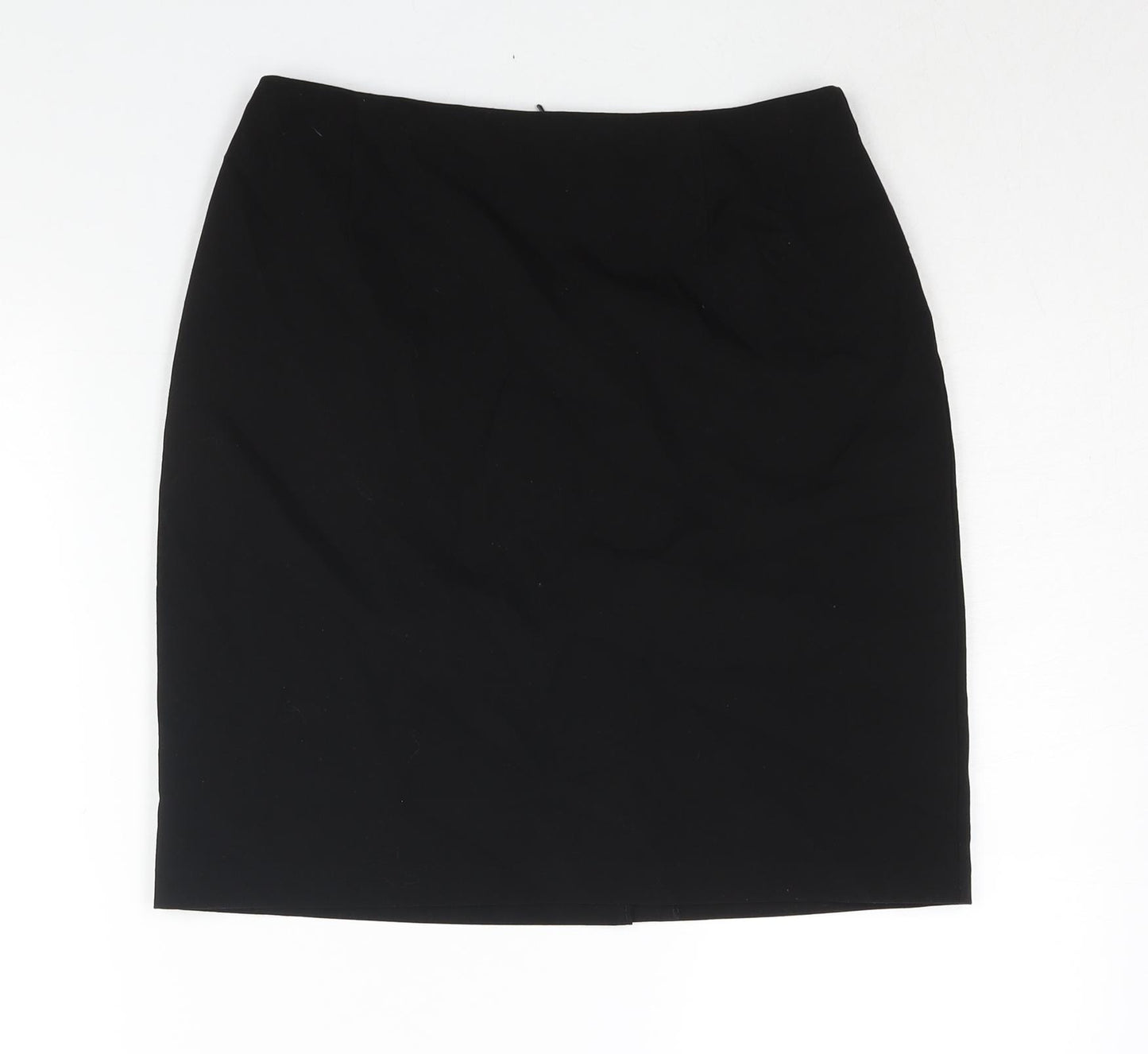 BHS Womens Black Polyester Straight & Pencil Skirt Size 10 Zip