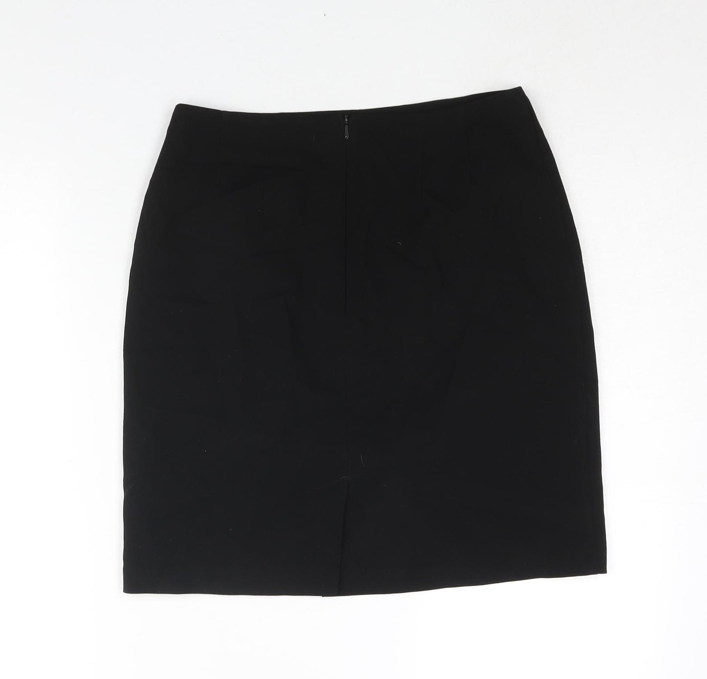 BHS Womens Black Polyester Straight & Pencil Skirt Size 10 Zip