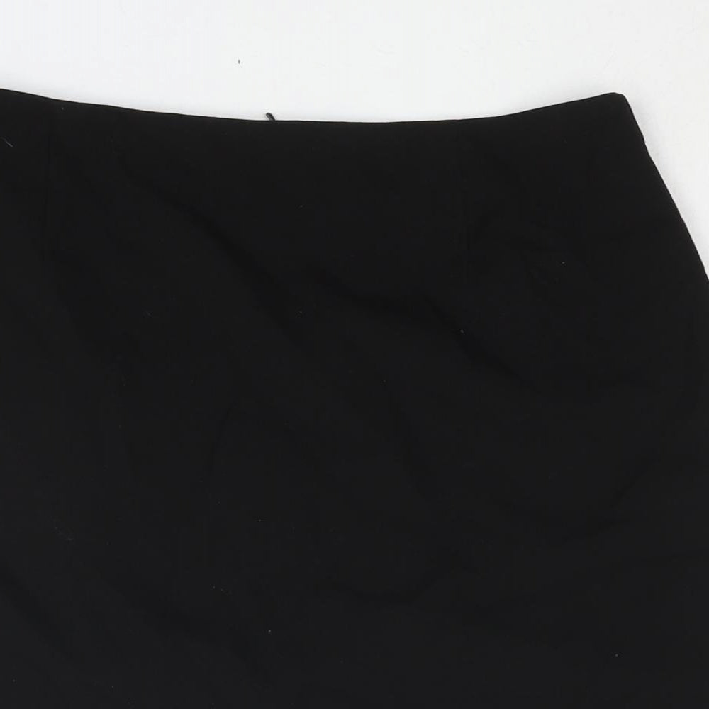 BHS Womens Black Polyester Straight & Pencil Skirt Size 10 Zip