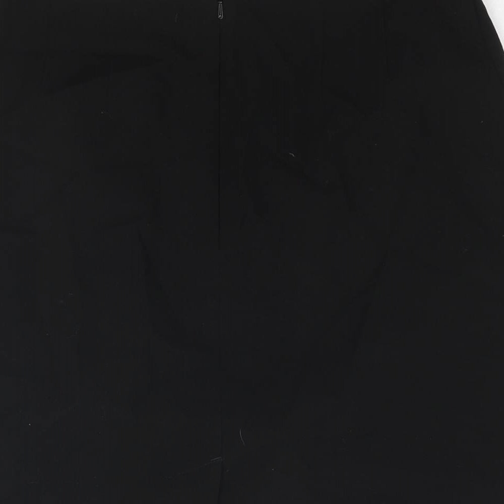 BHS Womens Black Polyester Straight & Pencil Skirt Size 10 Zip