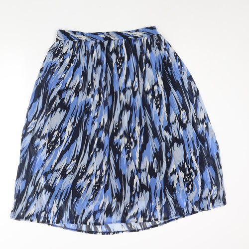 Bonmarché Womens Blue Geometric Polyester Pleated Skirt Size 12