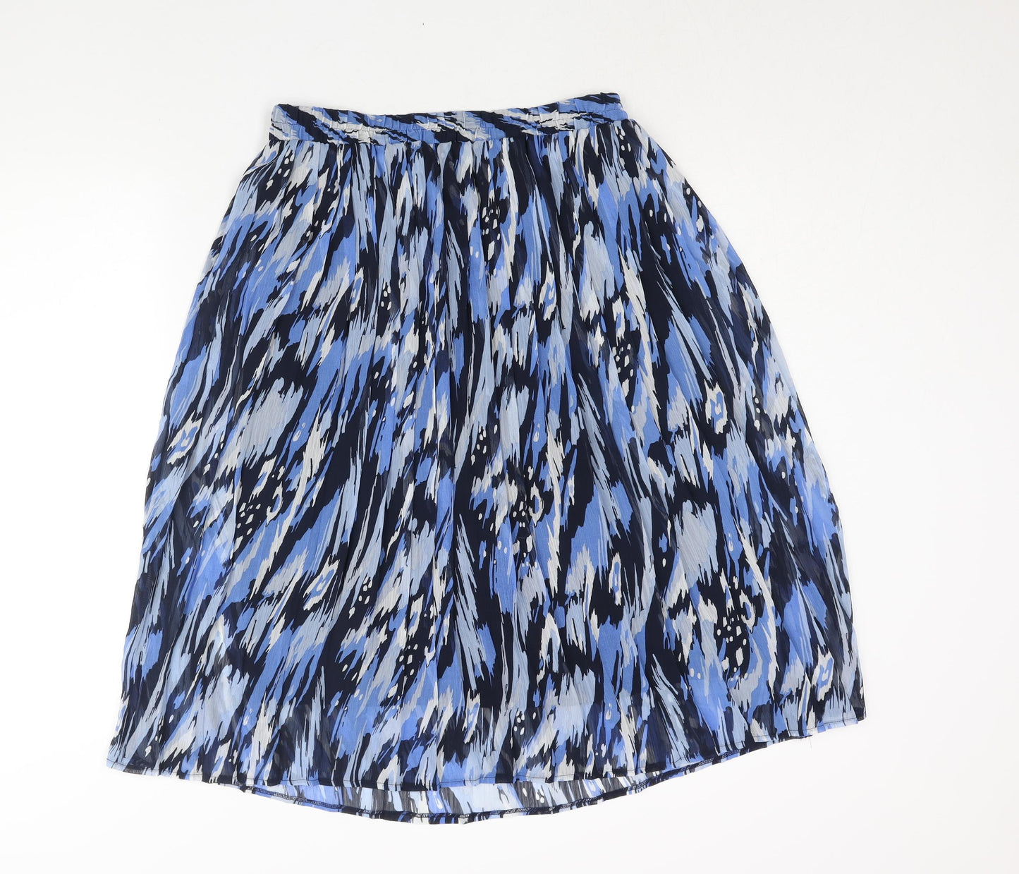 Bonmarché Womens Blue Geometric Polyester Pleated Skirt Size 12