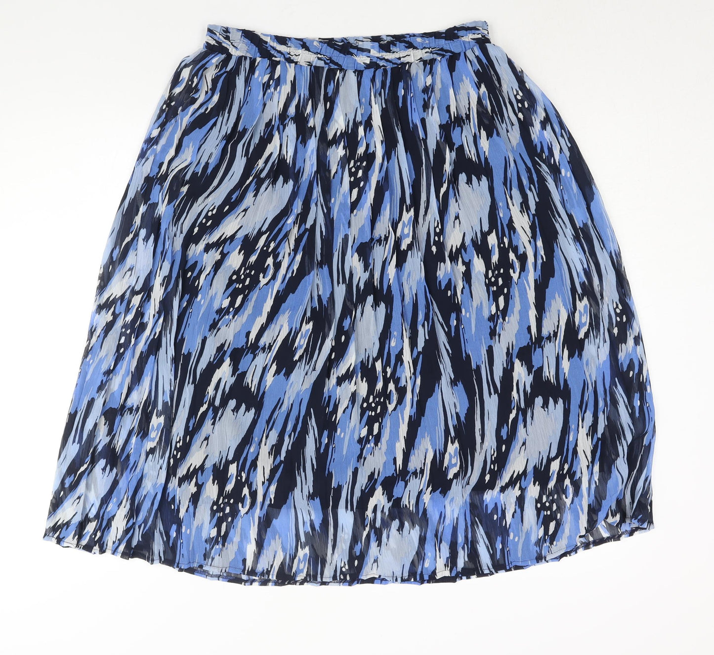 Bonmarché Womens Blue Geometric Polyester Pleated Skirt Size 12