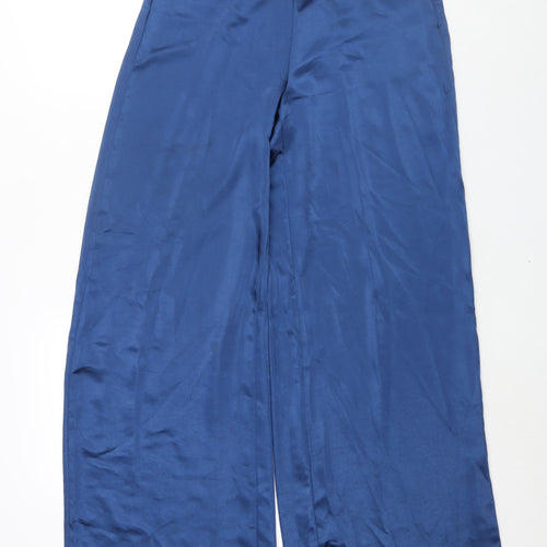 Nasty Gal Womens Blue Polyester Trousers Size 10 L32 in Regular Zip