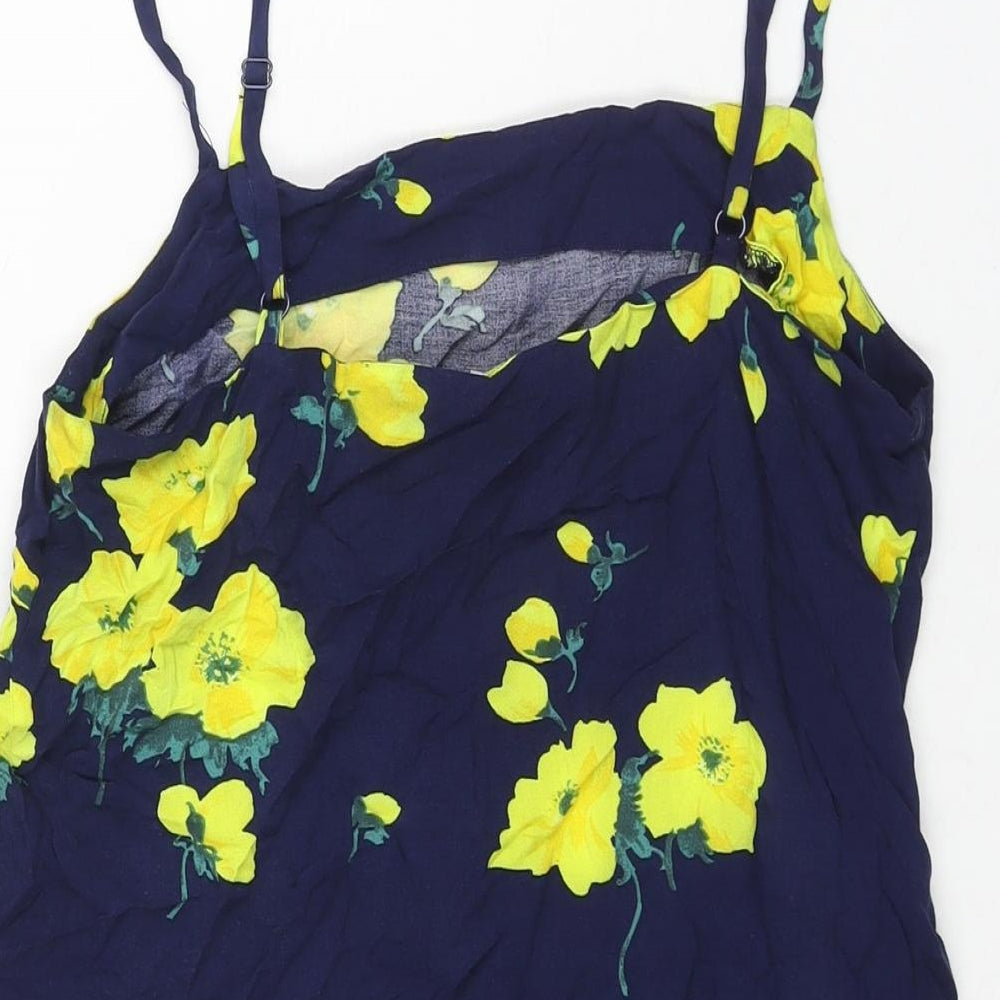 Warehouse Womens Blue Floral Viscose Camisole Blouse Size 10 Square Neck