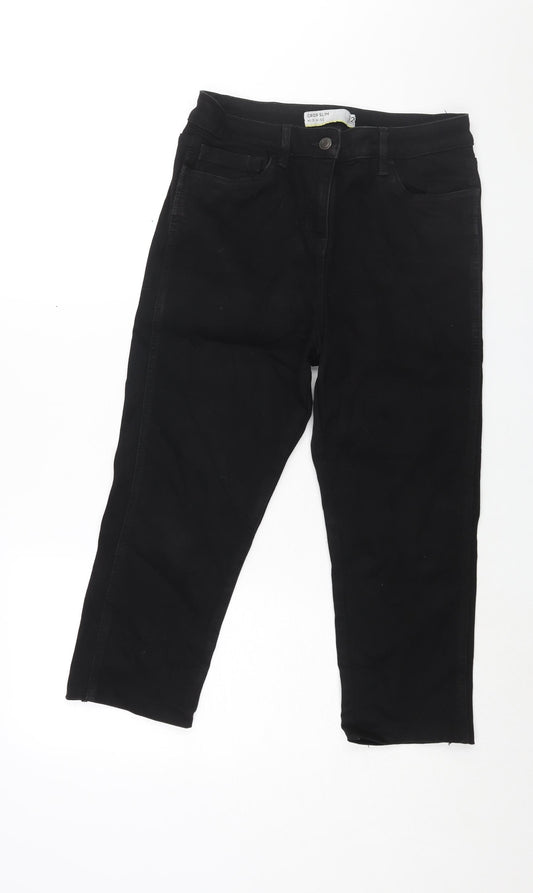 Marks and Spencer Womens Black Cotton Cropped Jeans Size 12 L22 in Regular Zip