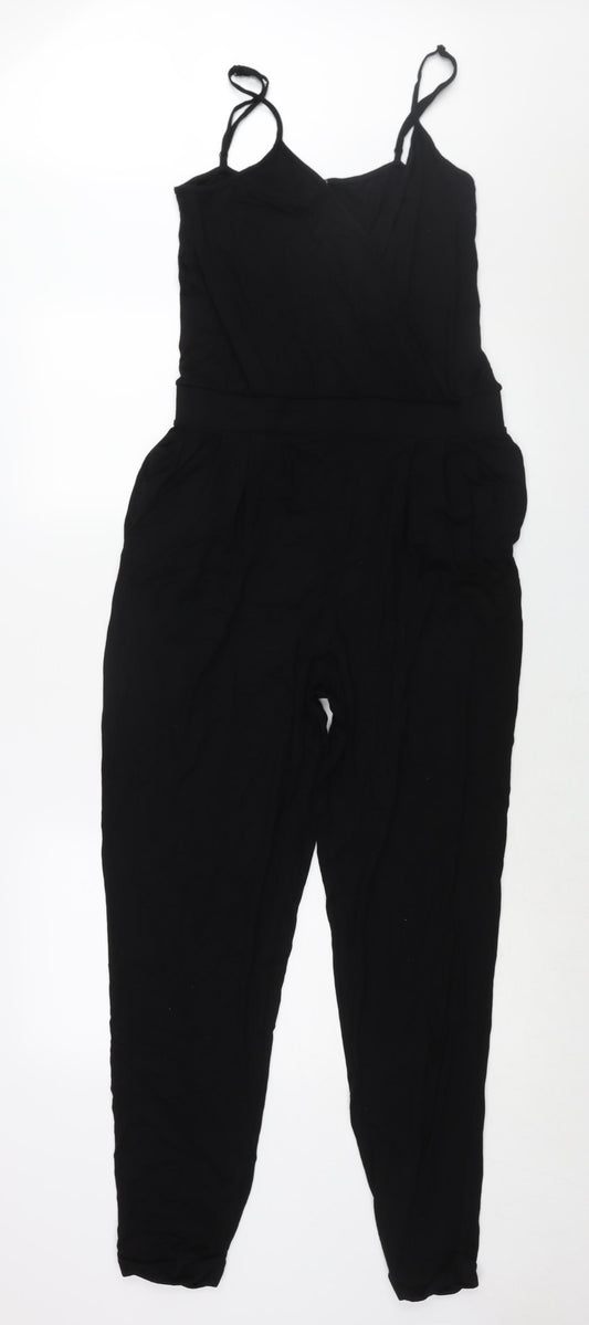 ASOS Womens Black Viscose Jumpsuit One-Piece Size 12 L30 in Pullover