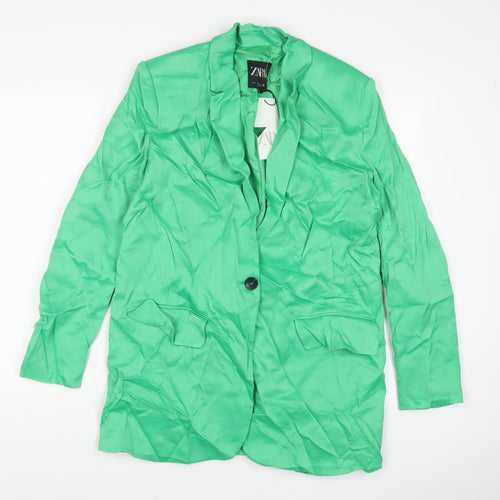 Zara Womens Green Jacket Blazer Size S Button