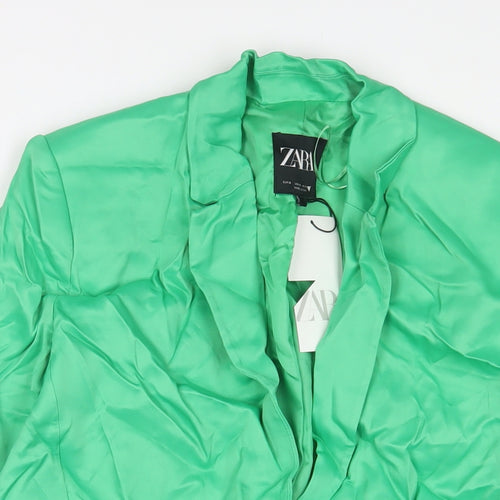 Zara Womens Green Jacket Blazer Size S Button