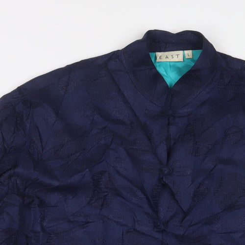 EAST Womens Blue Geometric Jacket Size L Button