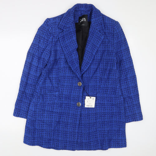 Zara Womens Blue Jacket Coat Size L Button