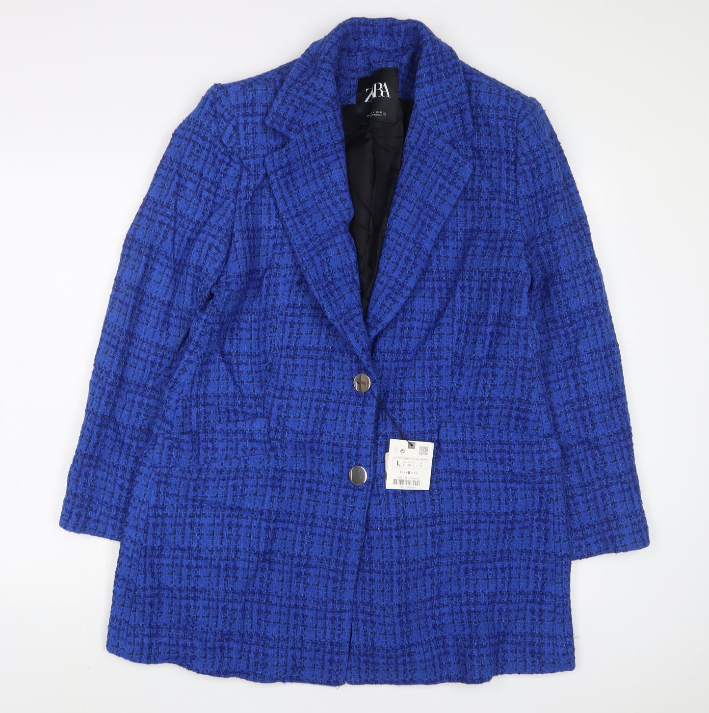 Zara Womens Blue Jacket Coat Size L Button