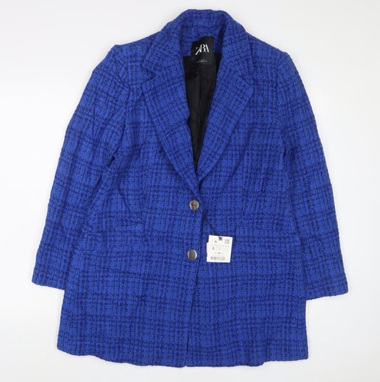 Zara Womens Blue Jacket Coat Size L Button