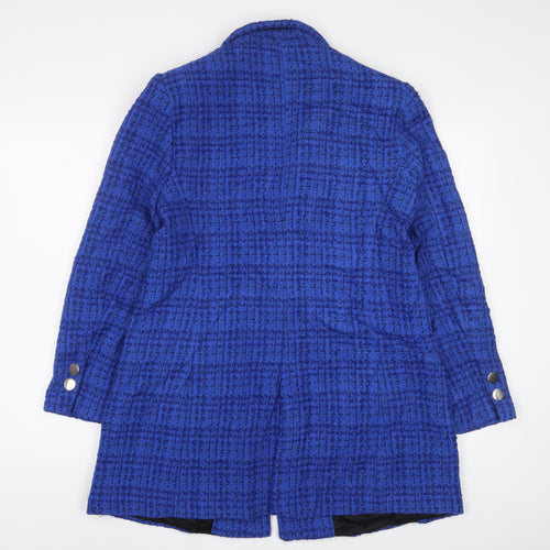 Zara Womens Blue Jacket Coat Size L Button