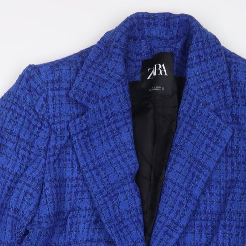 Zara Womens Blue Jacket Coat Size L Button