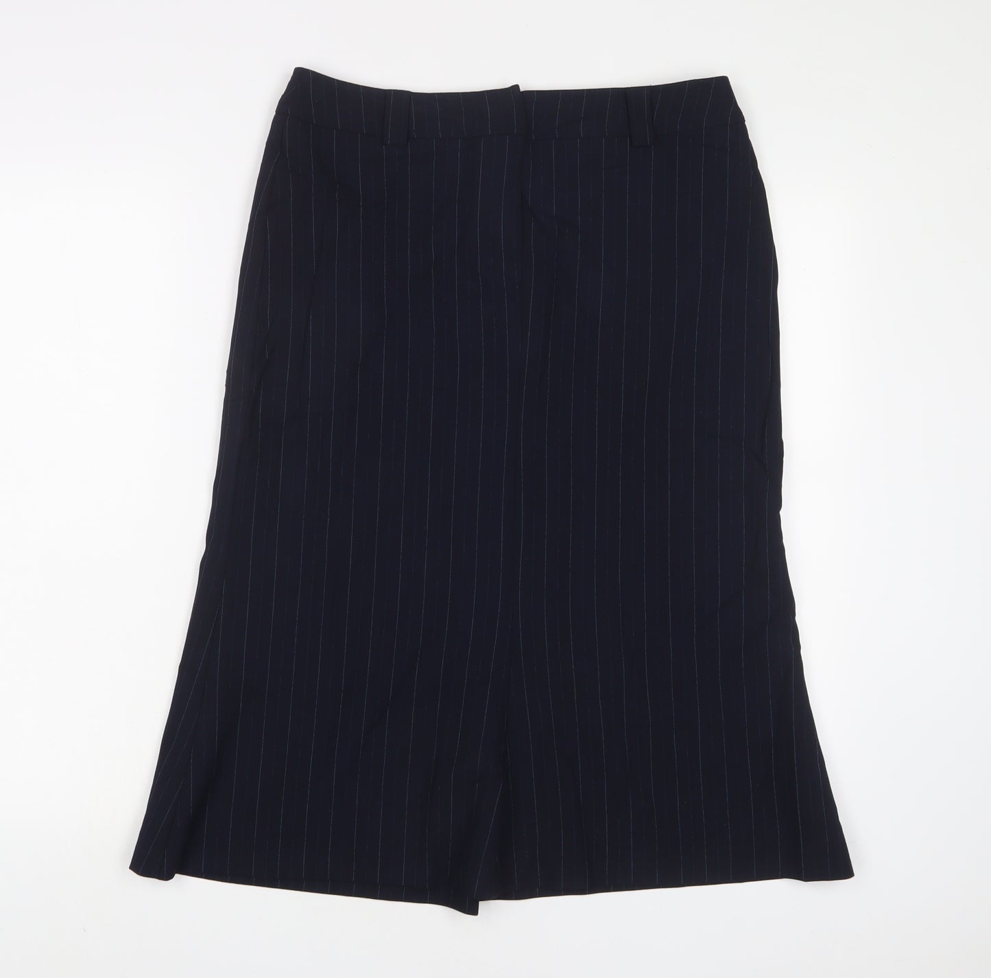 Autonomy Womens Blue Striped Polyester A-Line Skirt Size 12 Hook & Eye