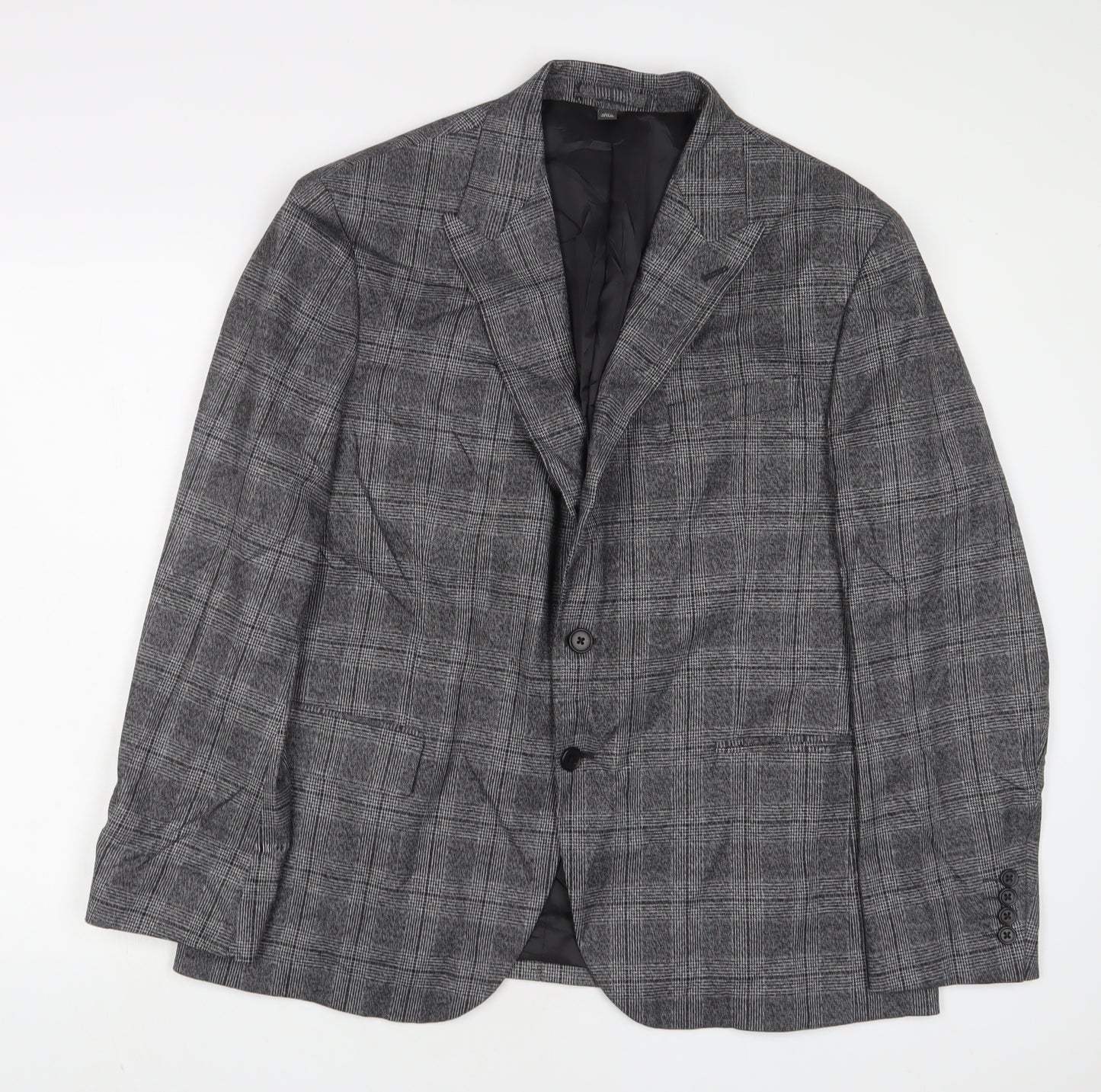 Marks and Spencer Mens Grey Plaid Polyester Jacket Suit Jacket Size 44 Regular