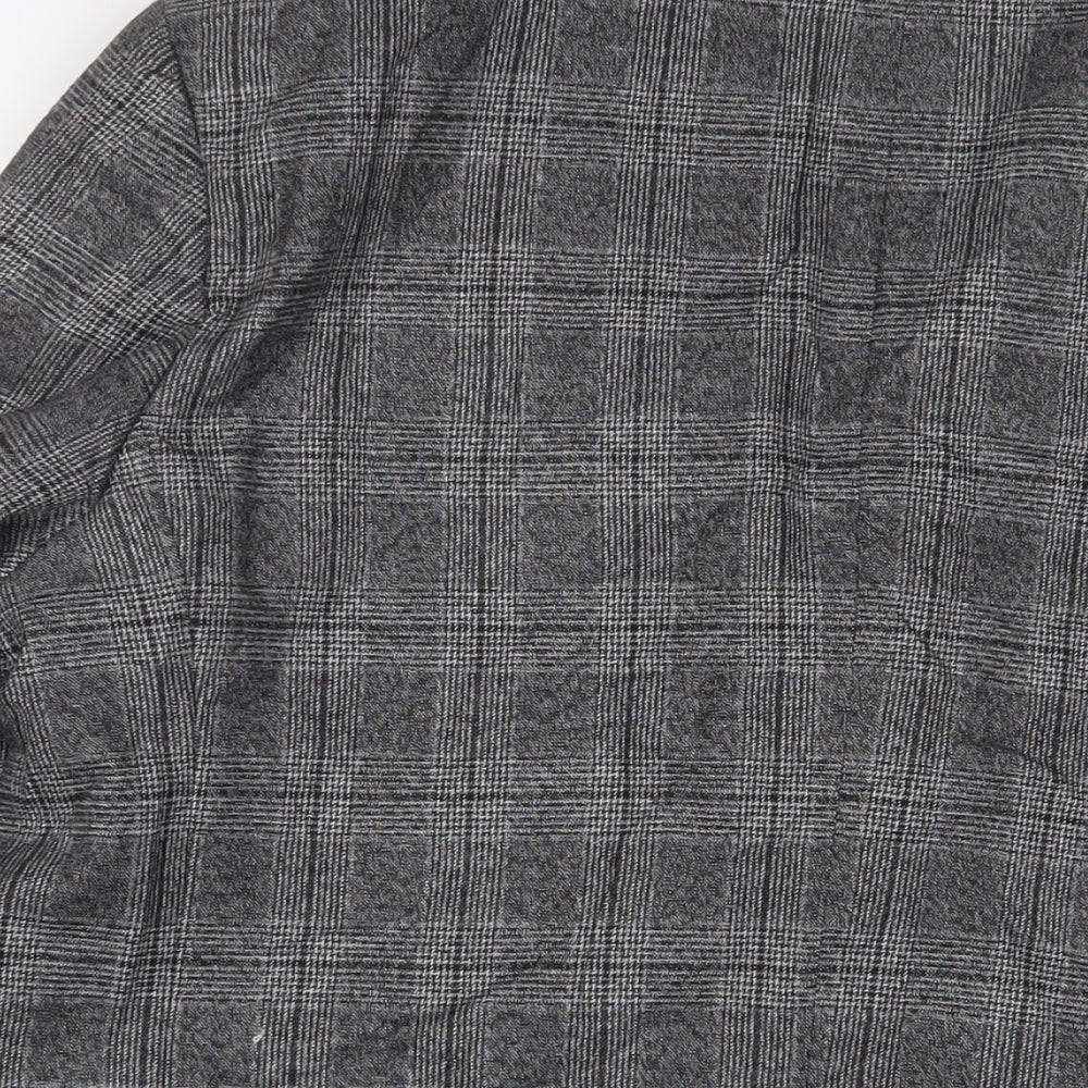 Marks and Spencer Mens Grey Plaid Polyester Jacket Suit Jacket Size 44 Regular