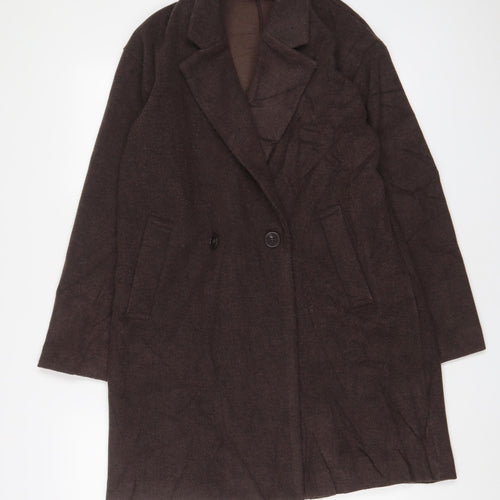 Pull&Bear Womens Brown Overcoat Coat Size S Button