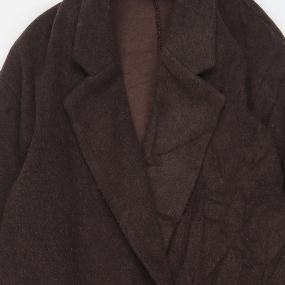 Pull&Bear Womens Brown Overcoat Coat Size S Button