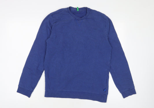 United Colors of Benetton Womens Blue Cotton Pullover Sweatshirt Size M Pullover