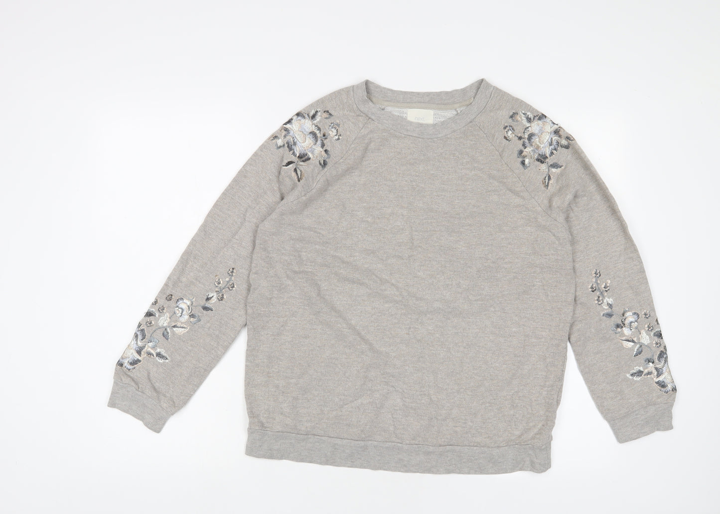 NEXT Womens Grey Cotton Pullover Sweatshirt Size 12 Pullover - Embroidered