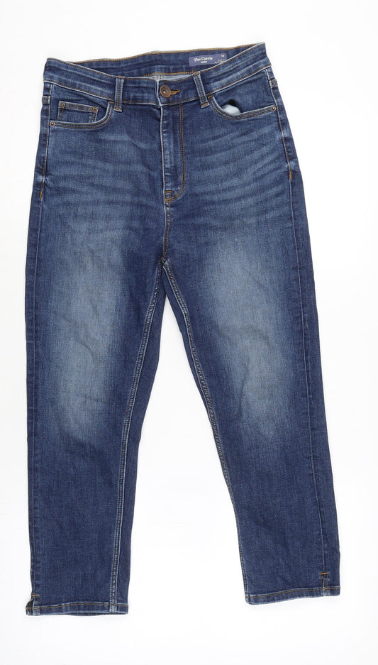 Marks and Spencer Womens Blue Cotton Blend Straight Jeans Size 10 L21.5 in Regular Zip - Side vents to legs.