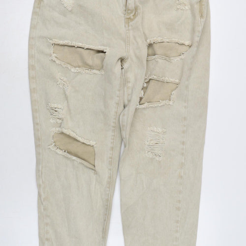 Riot Womens Beige Cotton Straight Jeans Size 10 L29.5 in Regular Zip