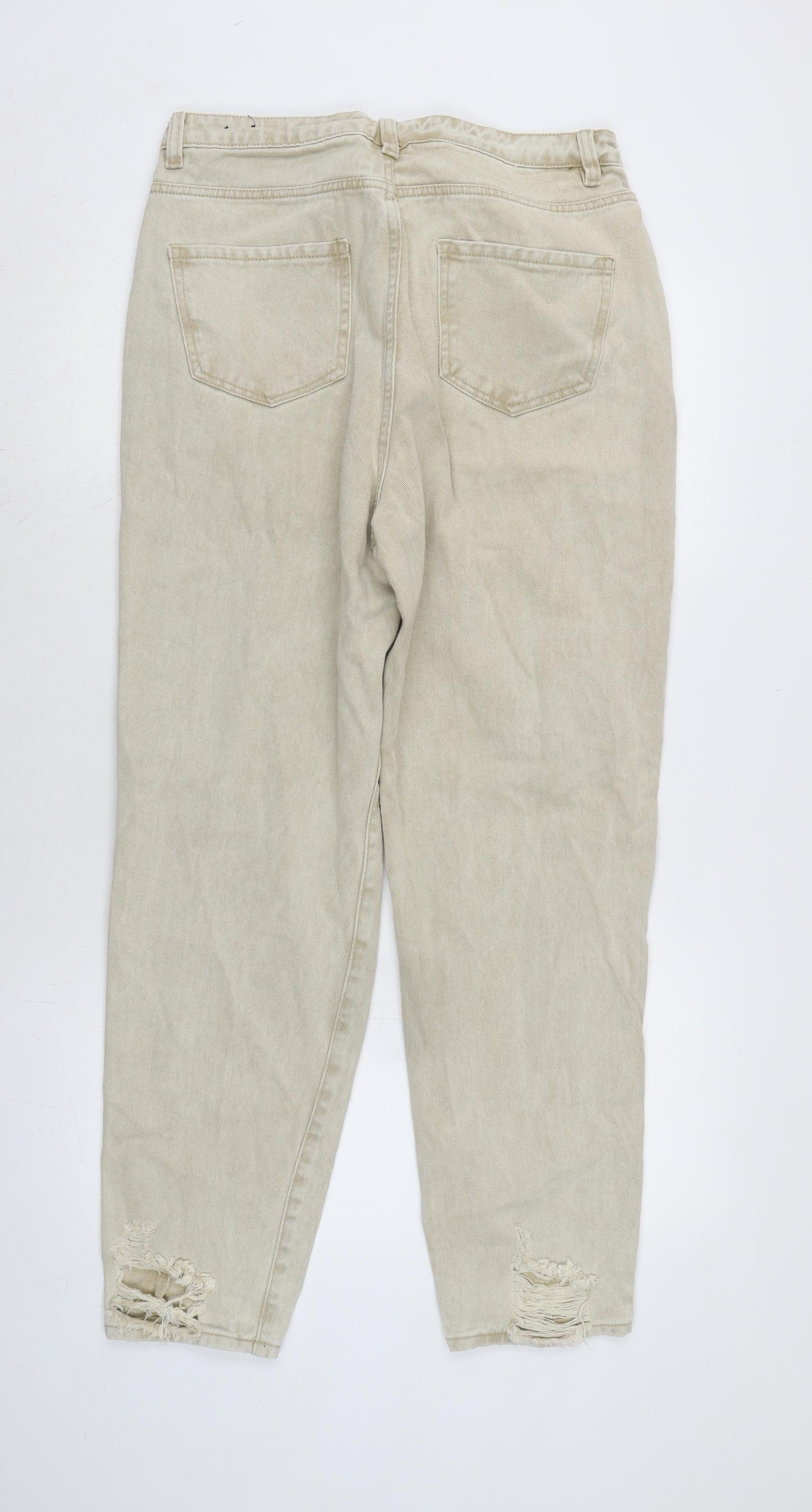 Riot Womens Beige Cotton Straight Jeans Size 10 L29.5 in Regular Zip