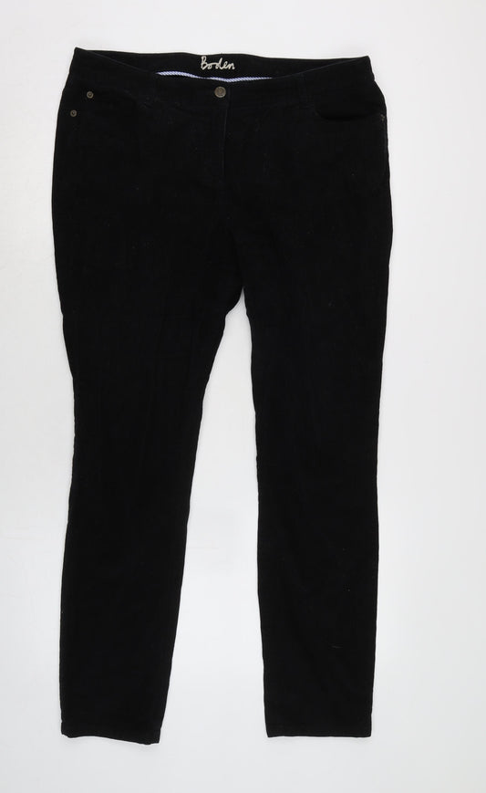 Marks and Spencer Womens Black Cotton Trousers Size 16 L31 in Regular Zip