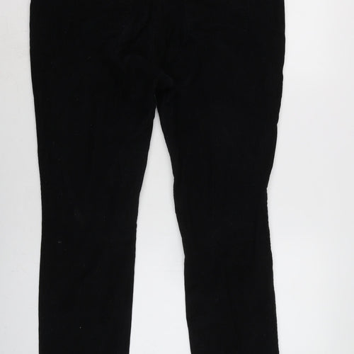 Marks and Spencer Womens Black Cotton Trousers Size 16 L31 in Regular Zip