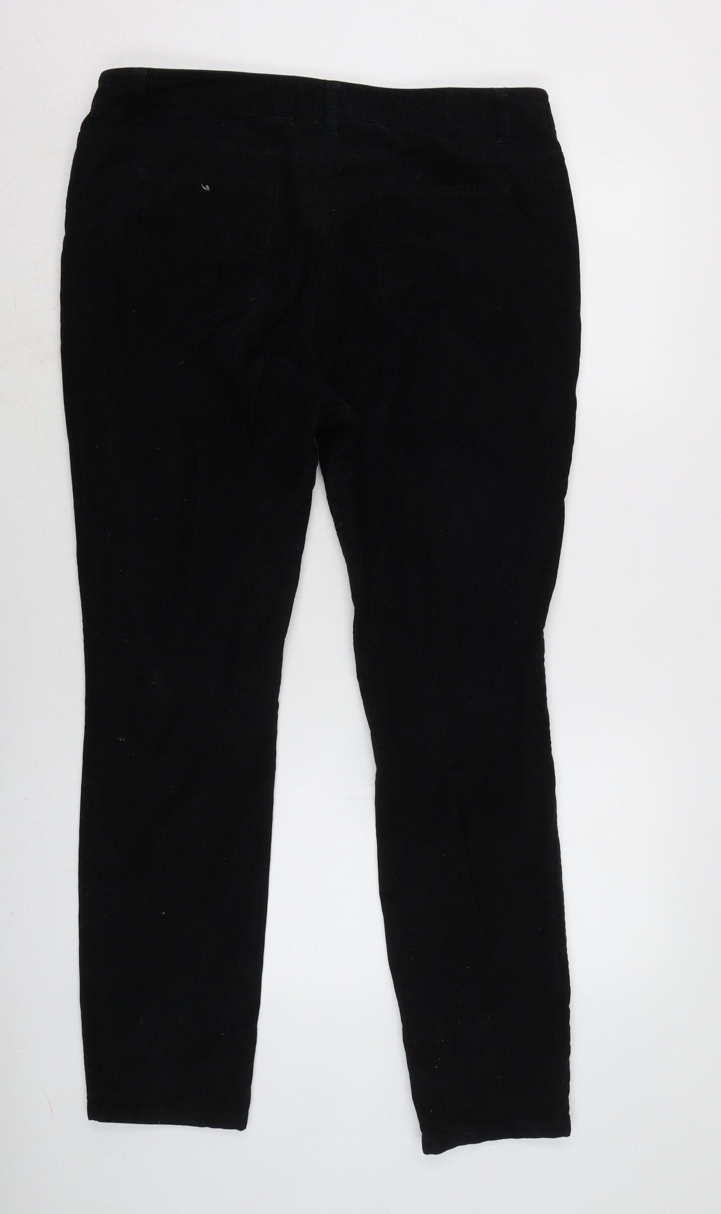 Marks and Spencer Womens Black Cotton Trousers Size 16 L31 in Regular Zip