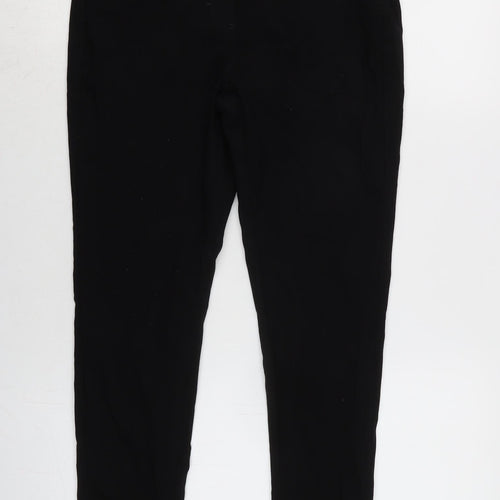 F&F Womens Black Cotton Blend Tapered Jeans Size 12 L28 in Regular Zip - Detail to bottom of legs.