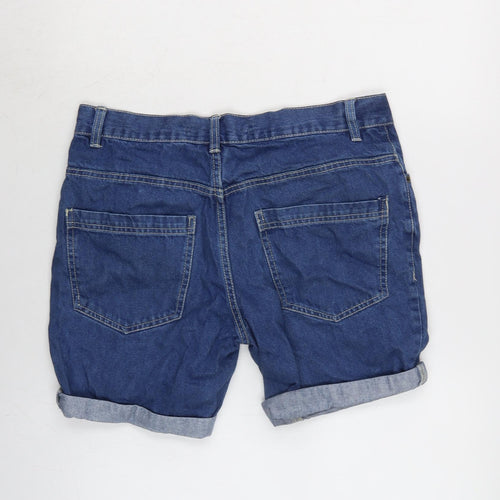 Brave Soul Mens Blue Cotton Biker Shorts Size S Regular Zip