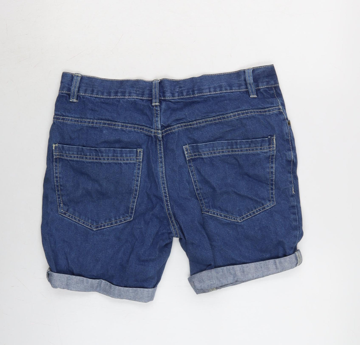 Brave Soul Mens Blue Cotton Biker Shorts Size S Regular Zip