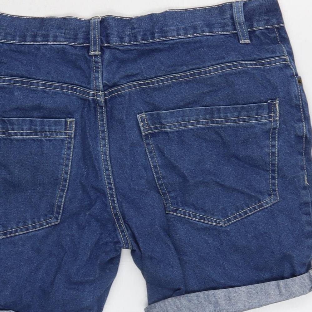 Brave Soul Mens Blue Cotton Biker Shorts Size S Regular Zip