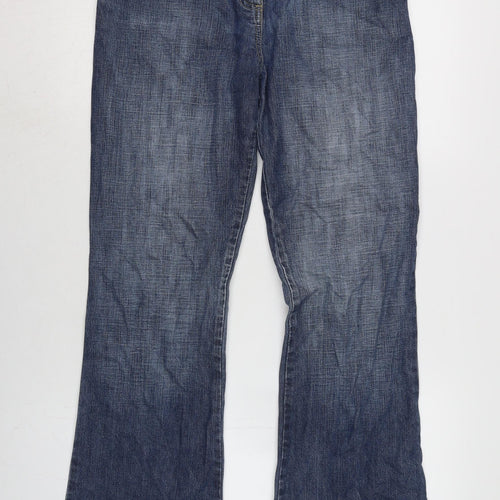 NEXT Womens Blue Cotton Bootcut Jeans Size 10 L32 in Regular Zip