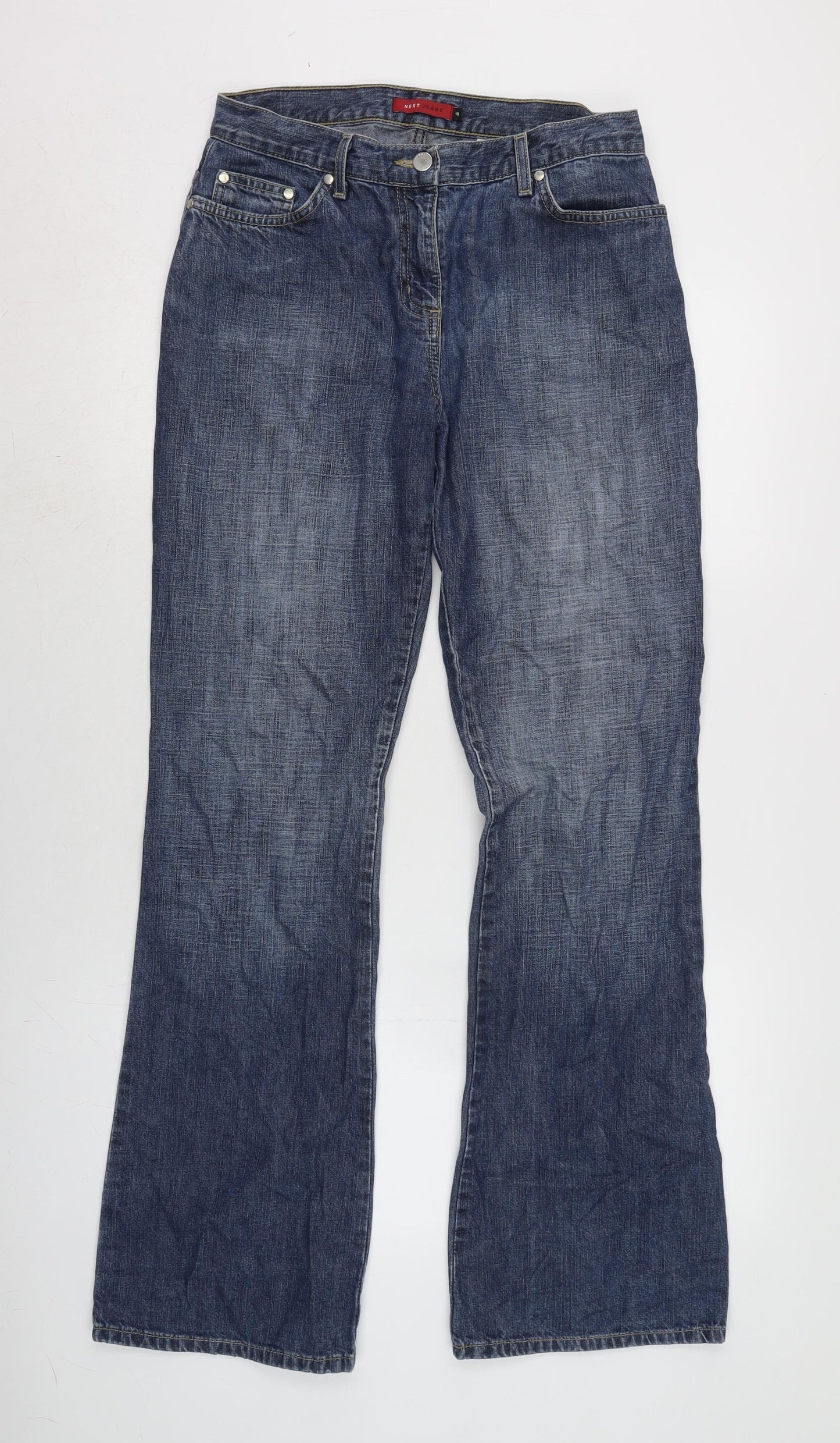 NEXT Womens Blue Cotton Bootcut Jeans Size 10 L32 in Regular Zip