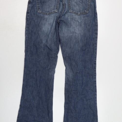 NEXT Womens Blue Cotton Bootcut Jeans Size 10 L32 in Regular Zip