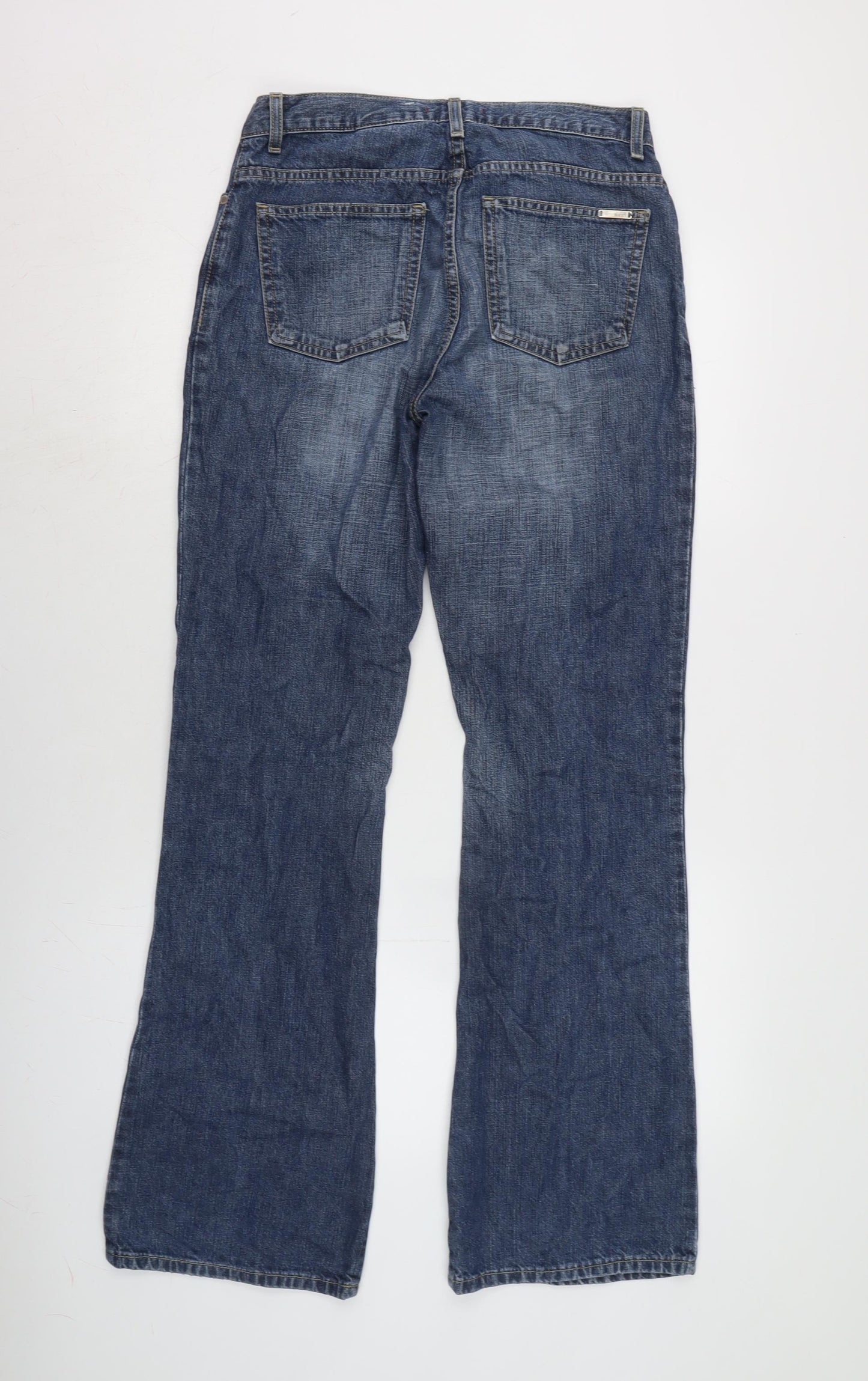 NEXT Womens Blue Cotton Bootcut Jeans Size 10 L32 in Regular Zip