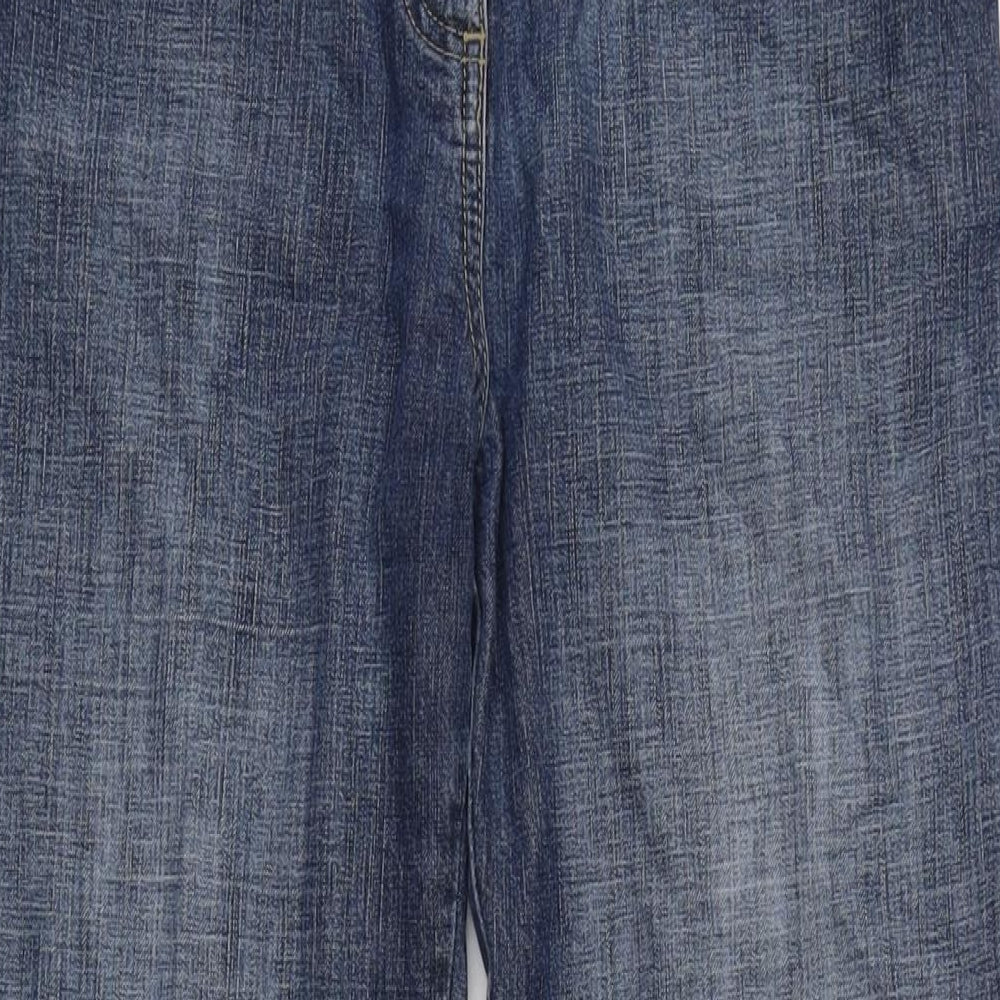 NEXT Womens Blue Cotton Bootcut Jeans Size 10 L32 in Regular Zip