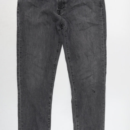 Ambercombe & finch Mens Grey Cotton Blend Tapered Jeans Size 30 in L28 in Regular Zip