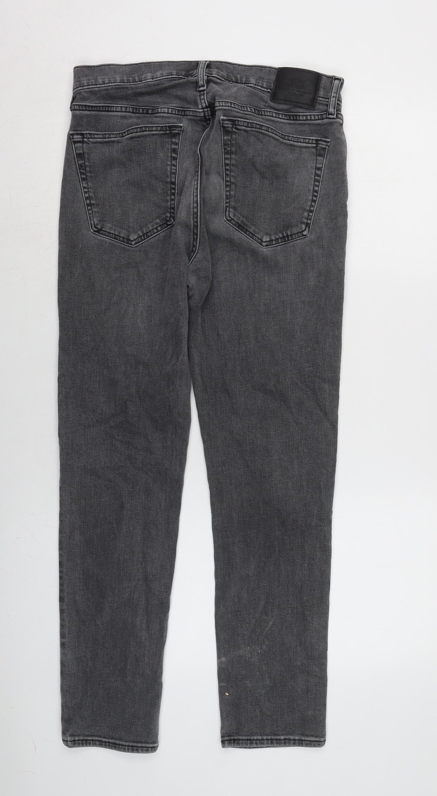 Ambercombe & finch Mens Grey Cotton Blend Tapered Jeans Size 30 in L28 in Regular Zip