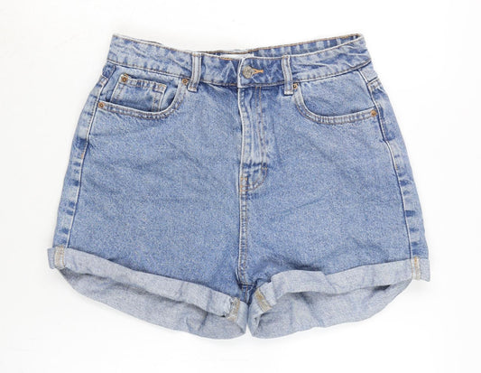 Denim & Co. Womens Blue Cotton Boyfriend Shorts Size 12 Regular Zip