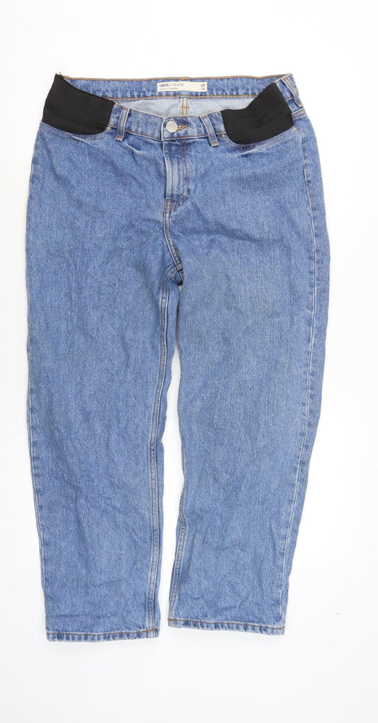 Marks and Spencer Womens Blue Cotton Straight Jeans Size 12 L26 in Regular Zip